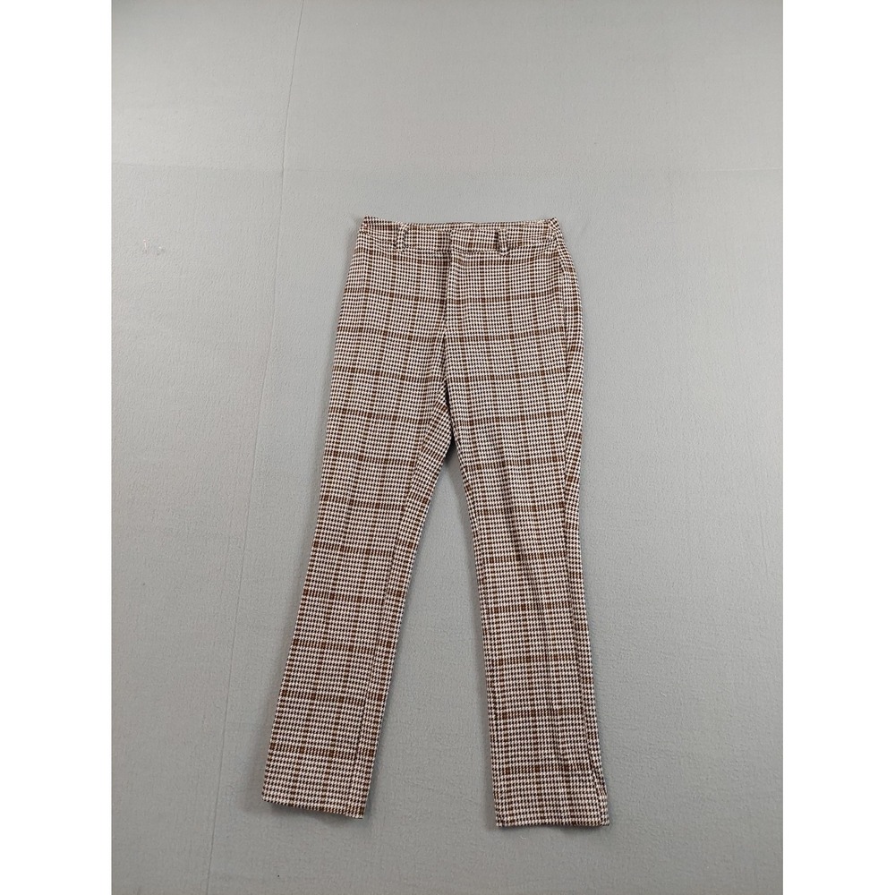 Free People Women Pants 0 Multicolor Plaid Houndstooth Pocket Stretch Career - Picture 1 of 15